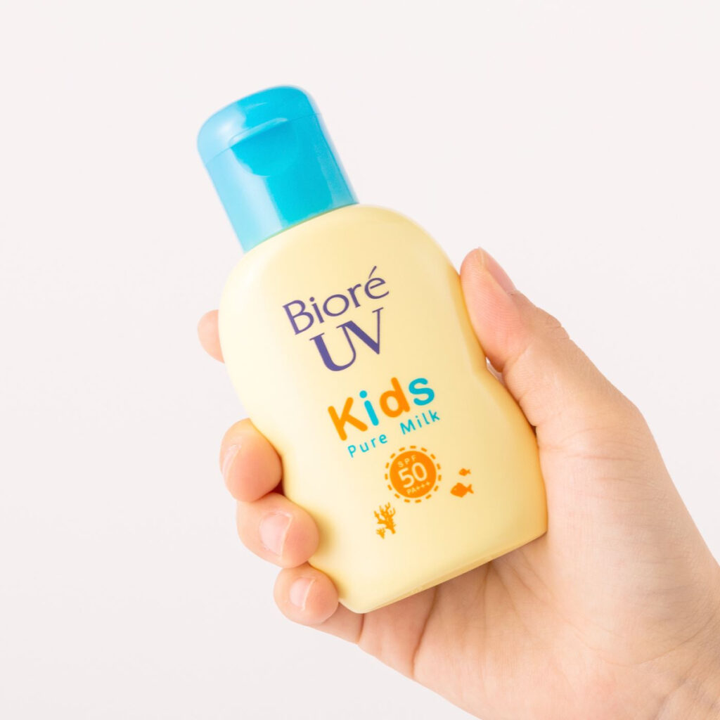 KAO Biore UV Kids Pure Milk SPF 50+ PA++++ – Loțiune de protecție solară pentru copii, 70 ml